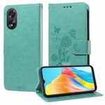 For OPPO A38 4G Global / A18 4G Embossed Butterfly Flowers Leather Phone Case(Green)