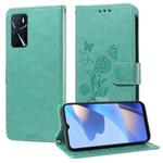 For OPPO A54 4G / A54s / A55 4G / 5G / A53s 5G Embossed Butterfly Flowers Leather Phone Case(Green)