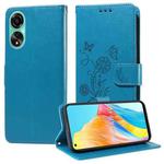 For OPPO A78 4G Embossed Butterfly Flowers Leather Phone Case(Blue)