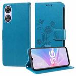 For OPPO A78 5G Global / A58x 5G / A1 Active Embossed Butterfly Flowers Leather Phone Case(Blue)