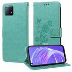 For OPPO A92s / A53 5G / A72 5G / A73 5G Embossed Butterfly Flowers Leather Phone Case(Green)