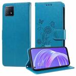 For OPPO A92s / A53 5G / A72 5G / A73 5G Embossed Butterfly Flowers Leather Phone Case(Blue)