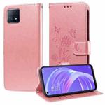 For OPPO A92s / A53 5G / A72 5G / A73 5G Embossed Butterfly Flowers Leather Phone Case(Rose Gold)