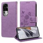 For OPPO Reno10 / Reno10 Pro Global Embossed Butterfly Flowers Leather Phone Case(Purple)