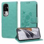 For OPPO Reno10 / Reno10 Pro Global Embossed Butterfly Flowers Leather Phone Case(Green)