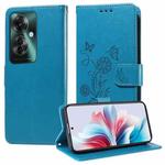 For OPPO Reno11 F / F25 Pro Global Embossed Butterfly Flowers Leather Phone Case(Blue)