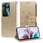 For OPPO Reno11 F / F25 Pro Global Embossed Butterfly Flowers Leather Phone Case(Gold)