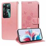 For OPPO Reno11 F / F25 Pro Global Embossed Butterfly Flowers Leather Phone Case(Rose Gold)