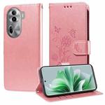 For OPPO Reno11 Pro Global Embossed Butterfly Flowers Leather Phone Case(Rose Gold)