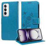 For OPPO Reno12 5G Global Embossed Butterfly Flowers Leather Phone Case(Blue)