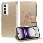 For OPPO Reno12 5G Global Embossed Butterfly Flowers Leather Phone Case(Gold)