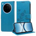 For OPPO Find X8 Embossed Butterfly Flowers Leather Phone Case(Blue)