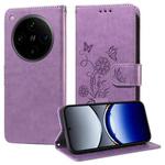 For OPPO Find X8 Pro Embossed Butterfly Flowers Leather Phone Case(Purple)