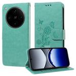 For OPPO Find X8 Pro Embossed Butterfly Flowers Leather Phone Case(Green)