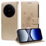For OPPO Find X8 Pro Embossed Butterfly Flowers Leather Phone Case(Gold)