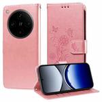 For OPPO Find X8 Pro Embossed Butterfly Flowers Leather Phone Case(Rose Gold)