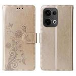 For OPPO Reno13 Global Embossed Butterfly Flowers Leather Phone Case(Gold)