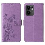 For OPPO Reno13 F 4G / 5G Embossed Butterfly Flowers Leather Phone Case(Purple)