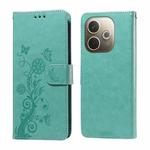 For OPPO A5 Pro 5G Global Embossed Butterfly Flowers Leather Phone Case(Green)