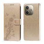For OPPO A5 Pro 5G Global Embossed Butterfly Flowers Leather Phone Case(Gold)