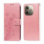 For OPPO A5 Pro 5G Global Embossed Butterfly Flowers Leather Phone Case(Rose Gold)