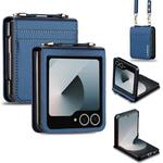 For Samsung Galaxy Z Flip7 5G LC.IMEEKE L1 Series Frosted Fine Texture PU Phone Case with Lanyard(Blue)