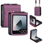 For Samsung Galaxy Z Flip7 5G LC.IMEEKE L1 Series Frosted Fine Texture PU Phone Case with Lanyard(Purple)