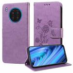 For Honor 50 Lite / X20 / Huawei nova 8i Embossed Butterfly Flowers Leather Phone Case(Purple)