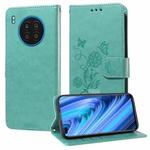 For Honor 50 Lite / X20 / Huawei nova 8i Embossed Butterfly Flowers Leather Phone Case(Green)