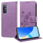 For Honor 50 SE / Huawei nova 9 SE Embossed Butterfly Flowers Leather Phone Case(Purple)