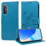 For Honor 50 SE / Huawei nova 9 SE Embossed Butterfly Flowers Leather Phone Case(Blue)