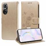 For Honor 50 5G / Huawei nova 9 Embossed Butterfly Flowers Leather Phone Case(Gold)