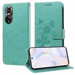 For Honor 50 5G / Huawei nova 9 Embossed Butterfly Flowers Leather Phone Case(Green)