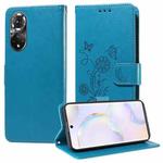 For Honor 50 5G / Huawei nova 9 Embossed Butterfly Flowers Leather Phone Case(Blue)