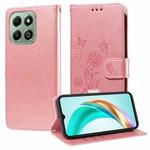 For Honor X6b 4G / X6a  Embossed Butterfly Flowers Leather Phone Case(Rose Gold)