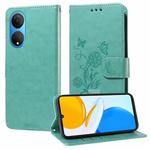 For Honor X7 4G / Huawei Enjoy 30 Plus Embossed Butterfly Flowers Leather Phone Case(Green)