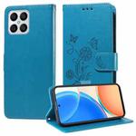 For Honor X8 4G / X30i / Play 6T Pro Embossed Butterfly Flowers Leather Phone Case(Blue)