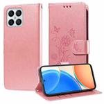 For Honor X8 4G / X30i / Play 6T Pro Embossed Butterfly Flowers Leather Phone Case(Rose Gold)