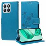 For Honor X8b Embossed Butterfly Flowers Leather Phone Case(Blue)