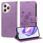 For Honor X50i+ Embossed Butterfly Flowers Leather Phone Case(Purple)