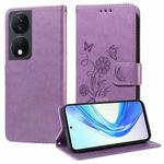 For Honor Play 50 Plus / Play 8T Embossed Butterfly Flowers Leather Phone Case(Purple)