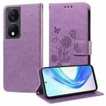 For Honor X7b 5G / 4G / 90 Smart 5G Embossed Butterfly Flowers Leather Phone Case(Purple)