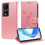 For Honor X7b 5G / 4G / 90 Smart 5G Embossed Butterfly Flowers Leather Phone Case(Rose Gold)