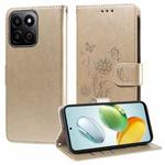 For Honor Play 60 Plus Embossed Butterfly Flowers Leather Phone Case(Gold)