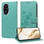 For Honor 200 Embossed Butterfly Flowers Leather Phone Case(Green)