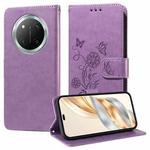 For Honor X9c / Magic7 Lite Embossed Butterfly Flowers Leather Phone Case(Purple)