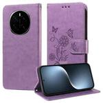 For Honor Magic7 Embossed Butterfly Flowers Leather Phone Case(Purple)