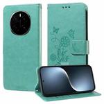 For Honor Magic7 Embossed Butterfly Flowers Leather Phone Case(Green)