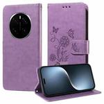 For Honor Magic7 Pro Embossed Butterfly Flowers Leather Phone Case(Purple)