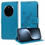 For Honor Magic7 Pro Embossed Butterfly Flowers Leather Phone Case(Blue)